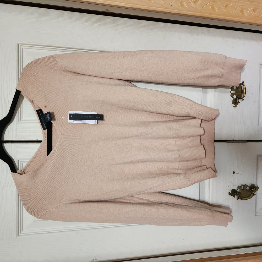 Joan Vass Cream V-Neck Sweater - Picture 2 of 8